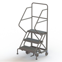 Safety Slope Rolling Ladder, 3 Steps, Serrated, 50° Incline, 30" High Pryde Industrial Inc.