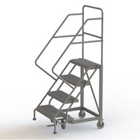 Safety Slope Rolling Ladder, 4 Steps, Serrated, 50° Incline, 40" High Pryde Industrial Inc.