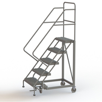 Safety Slope Rolling Ladder, 5 Steps, Serrated, 50° Incline, 50" High Pryde Industrial Inc.