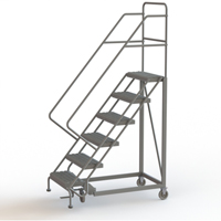 Safety Slope Rolling Ladder, 6 Steps, Serrated, 50° Incline, 60" High Pryde Industrial Inc.
