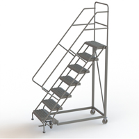 Safety Slope Rolling Ladder, 7 Steps, Serrated, 50° Incline, 70" High Pryde Industrial Inc.