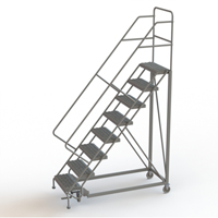 Safety Slope Rolling Ladder, 8 Steps, Serrated, 50° Incline, 80" High Pryde Industrial Inc.