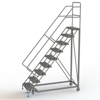 Safety Slope Rolling Ladder, 9 Steps, Serrated, 50° Incline, 90" High Pryde Industrial Inc.