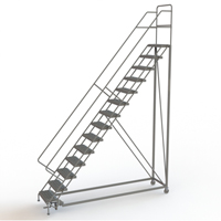 Safety Slope Rolling Ladder, 14 Steps, Serrated, 50° Incline, 140" High Pryde Industrial Inc.