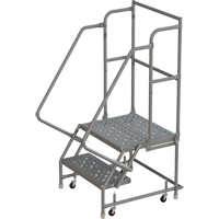Escabeaux roulants &agrave; dessus profond, 2 marches, Largeur de la marche 16", Hauteur de la plateforme 20", Acier Pryde Industrial Inc.