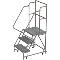 Deep Top Step Rolling Ladder, 3 Steps, 16" Step Width, 30" Platform Height, Steel Pryde Industrial Inc.