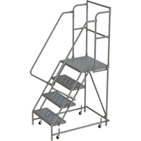 Deep Top Step Rolling Ladder, 4 Steps, 16" Step Width, 40" Platform Height, Steel Pryde Industrial Inc.