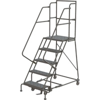 Deep Top Step Rolling Ladder, 5 Steps, 16" Step Width, 50" Platform Height, Steel Pryde Industrial Inc.
