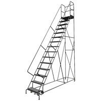 Deep Top Step Rolling Ladder, 15 Steps, 24" Step Width, 150" Platform Height, Steel Pryde Industrial Inc.