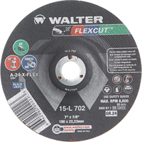 Meules &agrave; moyeu d&eacute;port&eacute; Flexcut, 7", 24 Grain, Oxyde d'aluminium, 7/8", 8600 Tr/min, Type 29 Pryde Industrial Inc.