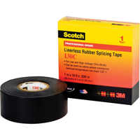 Scotch&reg; Linerless Rubber Splicing Tape 130C, 25.4 mm (1") x 9.14 m (30'), Black Pryde Industrial Inc.