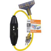 Adaptateurs pour disjoncteurs de fuite &agrave; la terre &agrave; trois prises Shocksafe, 125 V, 15 A, Cordon de 3' Pryde Industrial Inc.