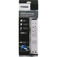 Limiteurs de surtension avec chargeur USB, 4 Prises, 1200 J, 1875 W, Cordon 4' Pryde Industrial Inc.