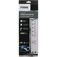 Limiteurs de surtension avec chargeur USB, 6 Prises, 1800 J, 1875 W, Cordon 4' Pryde Industrial Inc.