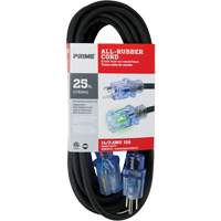All-Rubber Extension Cord, Outdoor, SJOOW, 14/3 AWG, 15 A, 25' Pryde Industrial Inc.
