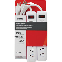 Surge Protector 2-Pack, 6 Outlets, 400 J, 1875 W, 1.5' Cord XJ247 | Pryde Industrial Inc.