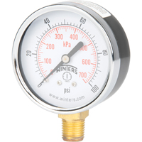Pressure Gauge, 2-1/2" , 0 - 100 psi, Bottom Mount, Analogue YB882 | Pryde Industrial Inc.