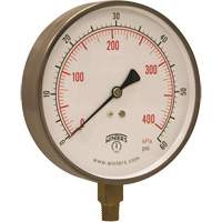 Contractor Pressure Gauge, 4-1/2" , 0 - 60 psi, Bottom Mount, Analogue YB899 | Pryde Industrial Inc.